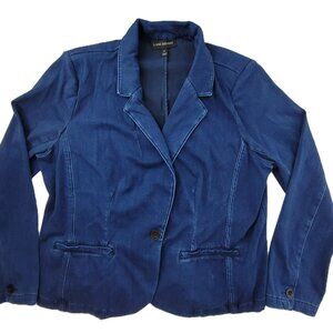 Lane Bryant Blue Blazer Women's 18 Single Button Cotton Blend Chambray Jacket